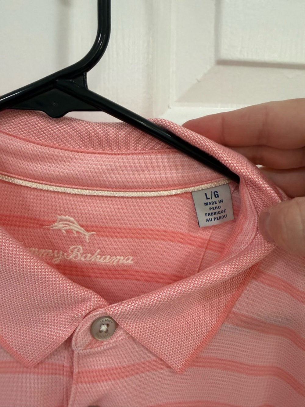 Tommy Bahama Pink Striped Polo - Picture 2 of 3